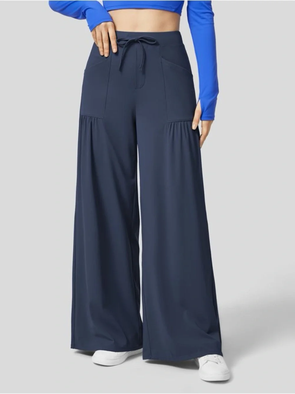 HALARA High Waisted Drawstring Pockets Wide Leg Yoga Pants